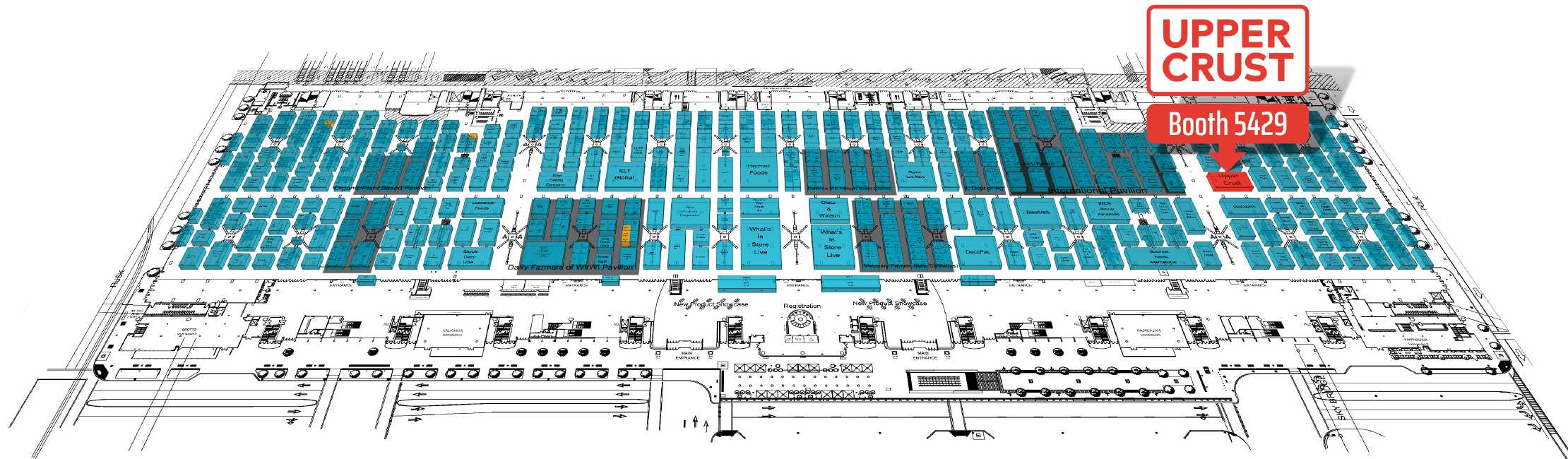 IDDBA 2024 exhibitor map with Upper Crust booth 5429 highlighted