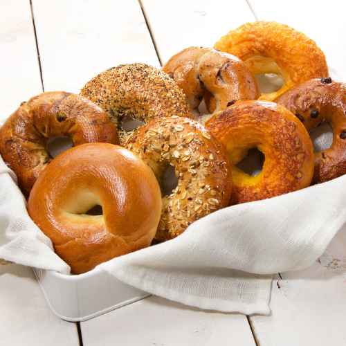 A tray of Upper Crust bagels