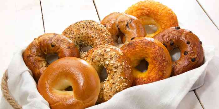 A tray of Upper Crust bagels