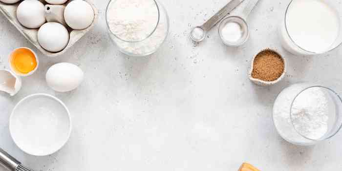 A selection of raw baking ingredients